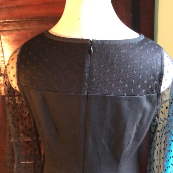 Talbots little black dress 8P/ sheer polka dots 3/4 long sleeves/ modest shift - Picture 9 of 14